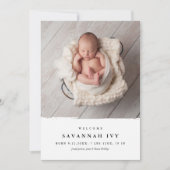 Moderne Eenvoudige Babyfoto Geboorte Aankondiging (Voorkant)