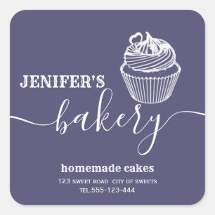 Moderne eenvoudige bakkerij Zelfgemaakte cupcakes  Vierkante Sticker