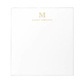 Moderne Eenvoudige Basic Faux Gold Monogram Initia Notitieblok (Voorkant)