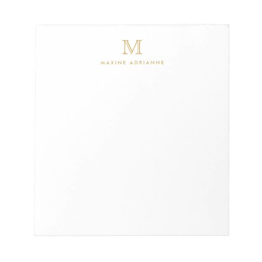 Moderne Eenvoudige Basic Faux Gold Monogram Initia Notitieblok (Voorkant)