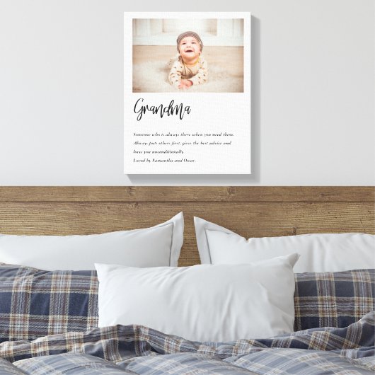 Moderne, eenvoudige beste grootmoeder ooit canvas afdruk (Insitu (Slaapkamer))