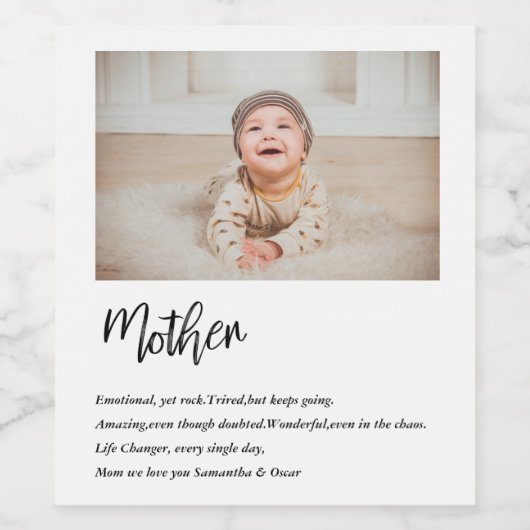 Moderne, eenvoudige beste moeder ooit wijn etiket (Enkel label)