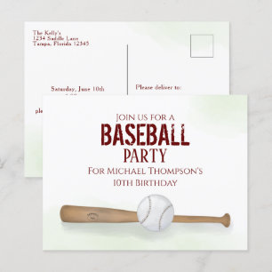 Moderne Eenvoudige Birthday Waterverf Baseball Bat Briefkaart