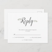 Moderne eenvoudige blad bruiloft RSVP briefkaarten (Voorkant / Achterkant)