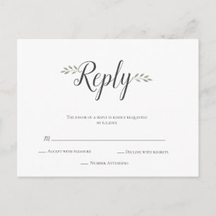 Moderne eenvoudige blad bruiloft RSVP briefkaarten