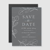 Moderne eenvoudige bladeren grijs bruiloft (Voorkant / Achterkant)