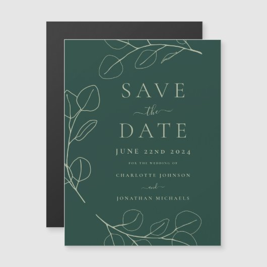 Moderne Eenvoudige Bladergroen Bruiloft (Voorkant / Achterkant)