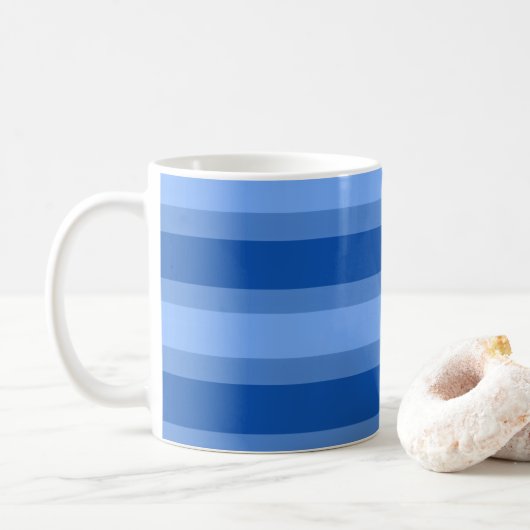 Moderne Eenvoudige blauwe Marine Twee Tone Stripe Koffiemok (Met donut)