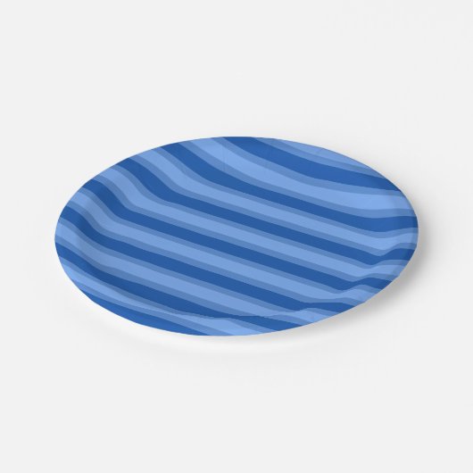 Moderne Eenvoudige blauwe Marine Twee Tone Stripe  Papieren Bordje (Gekanteld)