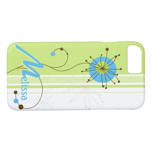 Moderne, eenvoudige, bloeiende groene Jouw naam Case-Mate iPhone Case (Achterkant (Horizontaal))