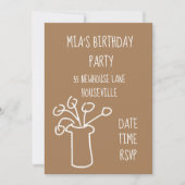 Moderne, eenvoudige bloem, stijlvolle boho Party Kaart (Voorkant)