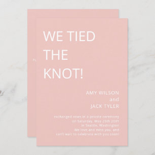Moderne eenvoudige 'Blush Pink Wedding'-aankondigi Kaart