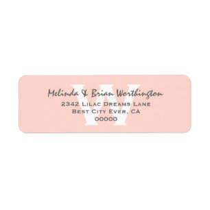 Moderne Eenvoudige Blush Roze Monogram Bruiloft V1 Etiket