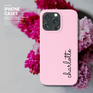 Moderne Eenvoudige Blush Roze Script Stijl Monogra iPhone 13 Pro Hoesje