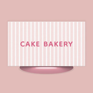 Moderne Eenvoudige Blush Strepen Bakkerij Visiteka Visitekaartje