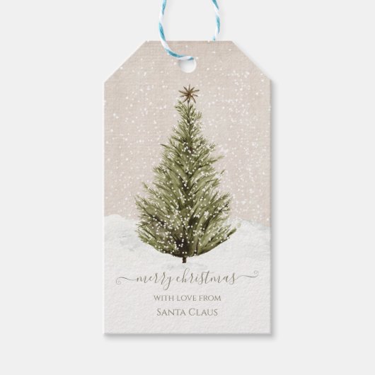 Moderne Eenvoudige Boho Kerstboom Cadeaulabel (Voorkant)