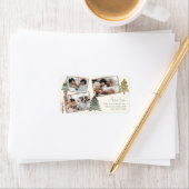 Moderne Eenvoudige Boho Multiphoto Kerstmis dennen Etiket (Insitu)