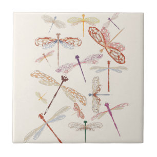 Moderne eenvoudige  Boho roze dragonfly Art Tegeltje