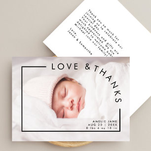 Moderne Eenvoudige Boog Liefde & Dank Baby Shower Bedankkaart