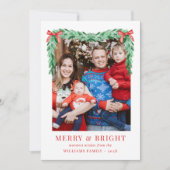 Moderne Eenvoudige Boog Vrolijk & Heldere Kerstfot Feestdagenkaart (Voorkant)