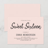 Moderne eenvoudige borstel Sweet Sixteen Uitnodiging Briefkaart (Voorkant / Achterkant)