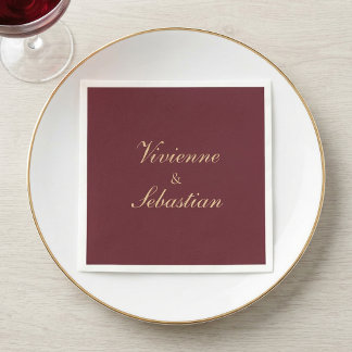 Moderne Eenvoudige Bourgondiër Schrift Minimalisti Servet