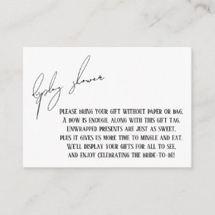 Moderne Eenvoudige Bruidsdisplay Shower Cadeaubon Informatiekaartje