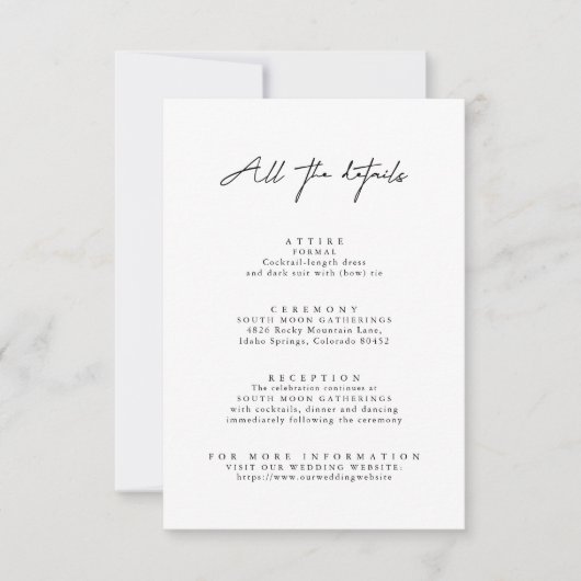 Moderne eenvoudige bruiloft details behuizing Kaar Kaart (Voorkant)