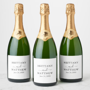 Moderne, eenvoudige bruiloft sparkling wijnetiket