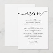 Moderne eenvoudige bruiloft. Zwart en wit script Menu (Voorkant / Achterkant)