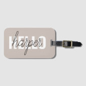 Moderne eenvoudige bruine Hallo en u noemt Bagagelabel (Voorkant (horizontaal))