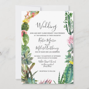 Moderne Eenvoudige Cactus Succulent Wedding Uitnod Kaart