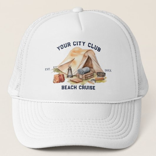 Moderne Eenvoudige Camping Weekend Bachelorette Fe Trucker Pet (Voorkant)