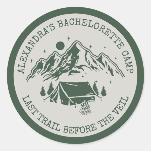Moderne Eenvoudige Camping Weekend Bachelorette Pa Ronde Sticker (Voorkant)