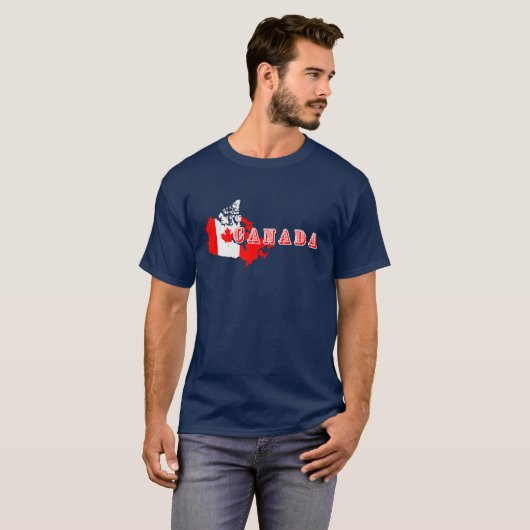 Moderne Eenvoudige Canadese Script kaart Vlag T-shirt (Voorkant volledig)