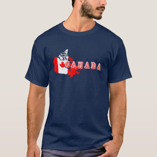 Moderne Eenvoudige Canadese Script kaart Vlag T-shirt (Voorkant)