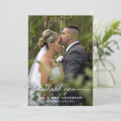Moderne Eenvoudige Chic Gepersonaliseerde Fotobrui Bedankkaart (Staand voorkant)