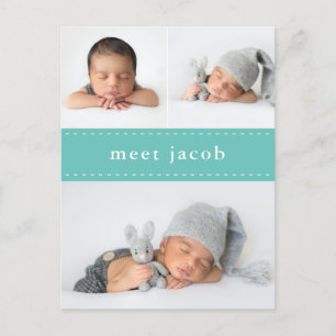 Moderne Eenvoudige Chic Schattigee Stitch Foto Bab Aankondigingskaart
