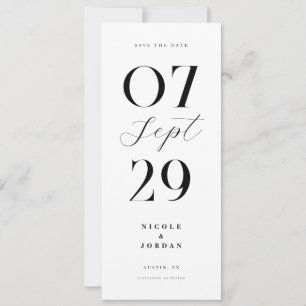 Moderne Eenvoudige Chic Zwart-Wit Huwelijk Save The Date