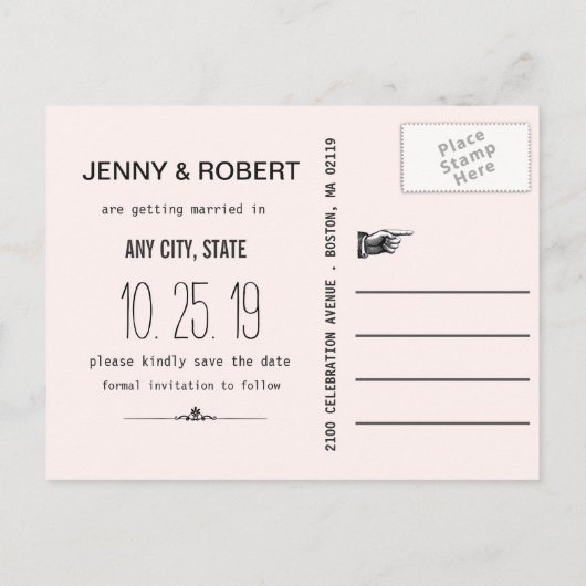 Moderne eenvoudige Chinese bruiloft Bewaar de datu Aankondigingskaart (Achterkant)