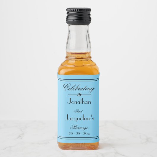 Moderne eenvoudige chique bruiloft gunsten schatti likeurfles etiket (Voorkant)