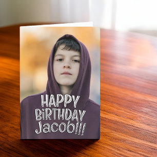 Moderne Eenvoudige Coole Aangepaste Foto Verjaarda Kaart