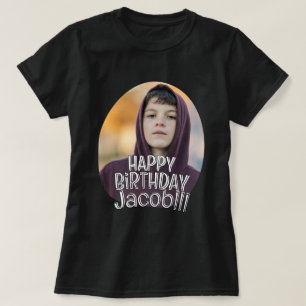 Moderne Eenvoudige Coole Aangepaste Foto Verjaarda T-shirt