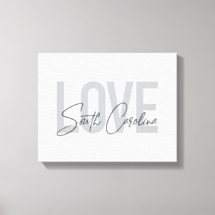 Moderne, eenvoudige, coole design Love South Carol Canvas Afdruk