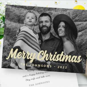 Moderne Eenvoudige Cursieve Script Groet Familie F Feestdagenkaart