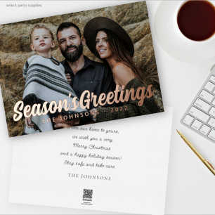 Moderne Eenvoudige Cursieve Script Groet Familie F Folie Feestdagenkaart