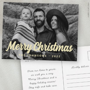 Moderne Eenvoudige cursieve scriptbrochure Foto Feestdagenkaart