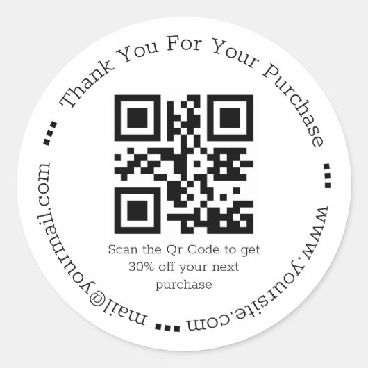 moderne eenvoudige dank voor zakelijke qr - code ronde sticker (Voorkant)