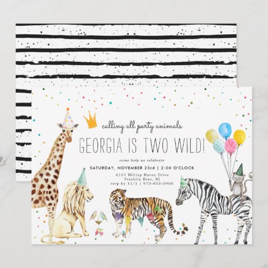 Moderne Eenvoudige Dierenuitnodiging (Voorkant / Achterkant)