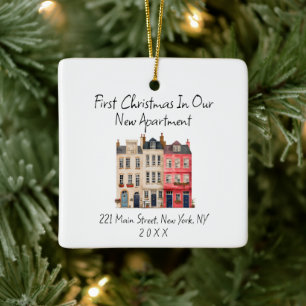 Moderne eenvoudige eerste kerst in ons nieuwe appa keramisch ornament